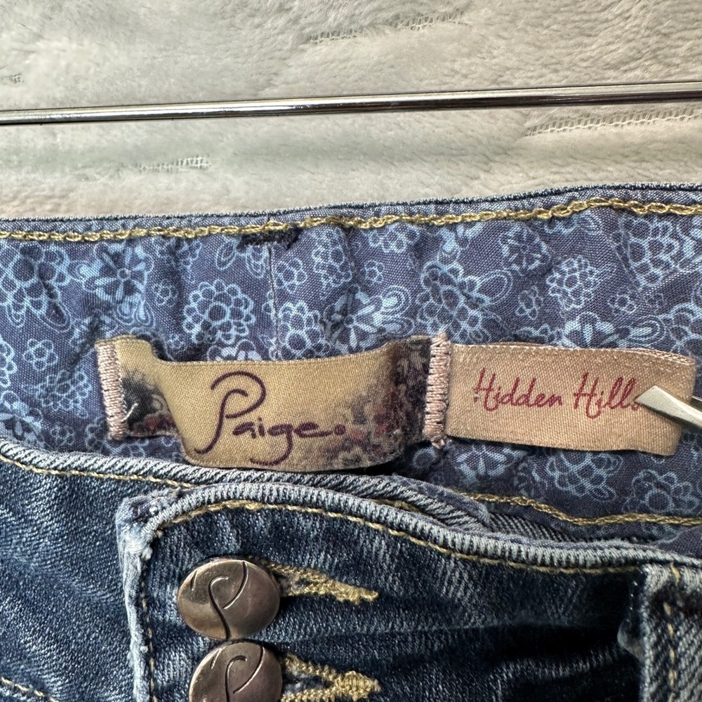 Paige Womens Hidden Hills Flare Jeans 28 Blue Stretch Denim Y2K Boho Revival - Picture 4 of 11